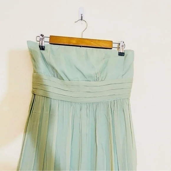 NWT J. Crew Juliet 100% Silk Chiffon Strapless MIDI Dress Size 10 Green/Blue - Picture 6 of 12